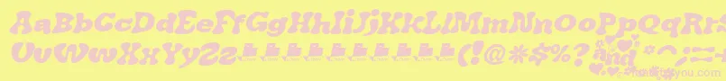 JAirplaneSwashItalicFont-fontti – vaaleanpunaiset fontit keltaisella taustalla
