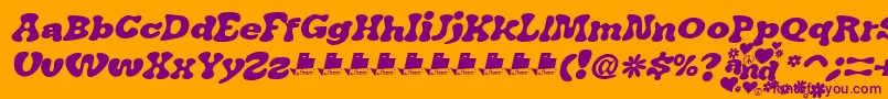 JAirplaneSwashItalicFont-Schriftart – Violette Schriften auf orangefarbenem Hintergrund