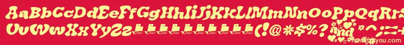 フォントJAirplaneSwashItalicFont – 黄色の文字、赤い背景