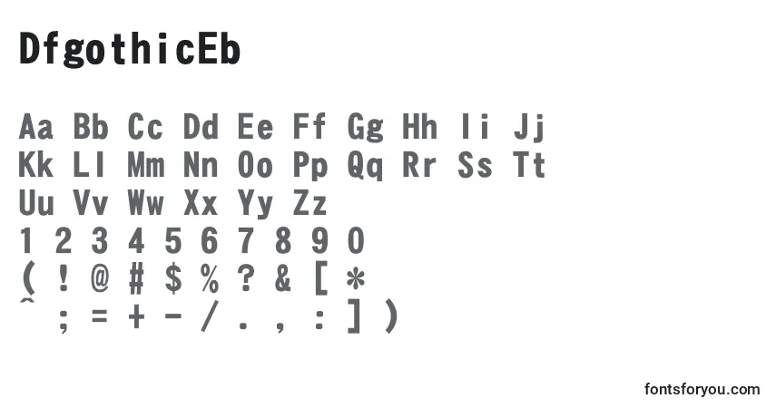 Czcionka DfgothicEb – alfabet, cyfry, specjalne znaki