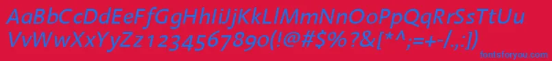 LinotypeAromaItalic Font – Blue Fonts on Red Background