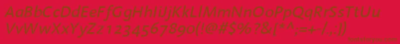 Czcionka LinotypeAromaItalic – brązowe czcionki na czerwonym tle