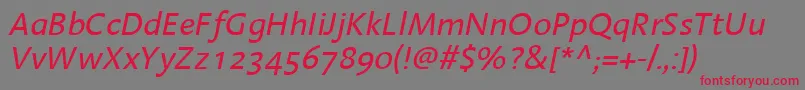 フォントLinotypeAromaItalic – 赤い文字の灰色の背景