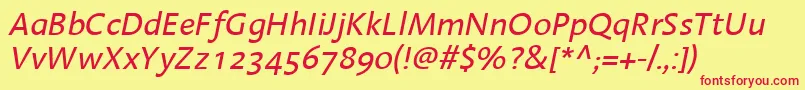 LinotypeAromaItalic Font – Red Fonts on Yellow Background