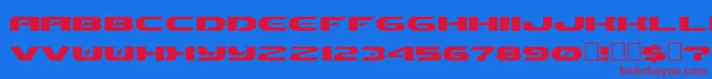 Pioneer-Schriftart – Rote Schriften auf blauem Hintergrund