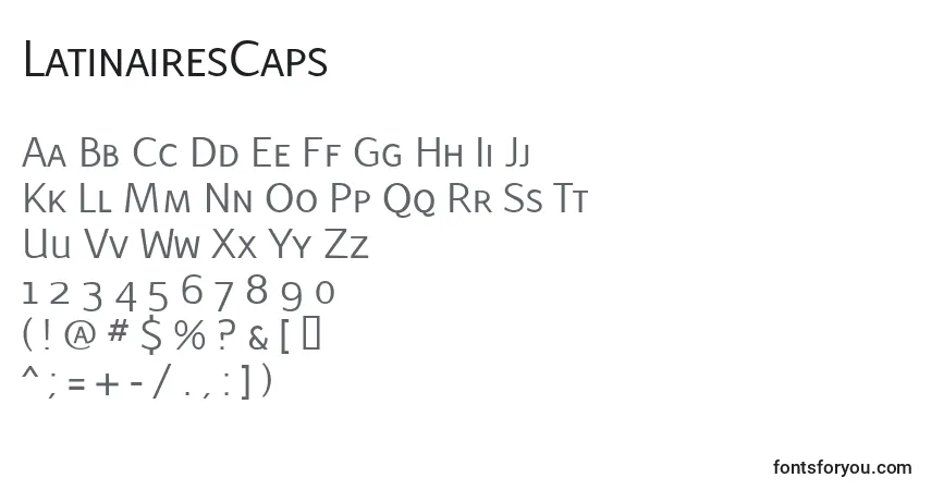 A fonte LatinairesCaps – alfabeto, números, caracteres especiais