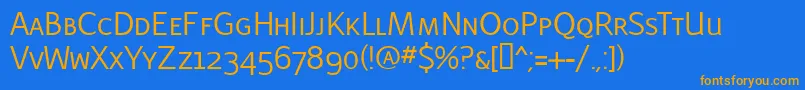 LatinairesCaps Font – Orange Fonts on Blue Background