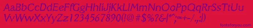 VeracruzrandomItalic Font – Purple Fonts on Red Background