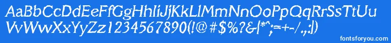 Czcionka VeracruzrandomItalic – białe czcionki na niebieskim tle