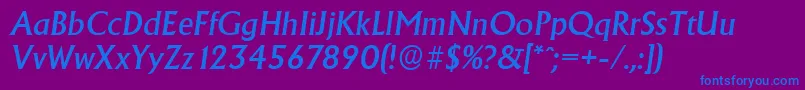 AdelonserialMediumItalic Font – Blue Fonts on Purple Background