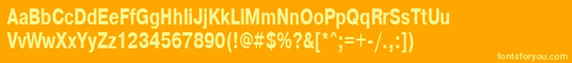 Czcionka PragmaticacttBold70b – żółte czcionki na pomarańczowym tle