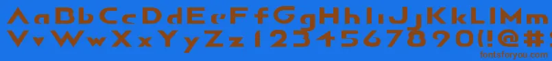 フォントAirborneGp – 茶色の文字が青い背景にあります。