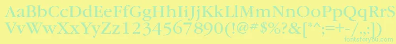 フォントGaramondbookctt – 黄色い背景に緑の文字