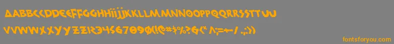 フォント300TrojansLeftalic – オレンジの文字は灰色の背景にあります。