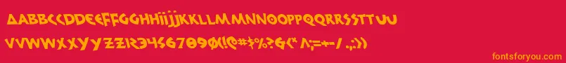 フォント300TrojansLeftalic – 赤い背景にオレンジの文字