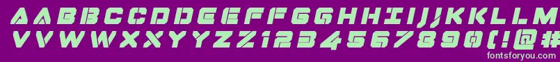 Dominojacktitleital-Schriftart – Grüne Schriften auf violettem Hintergrund