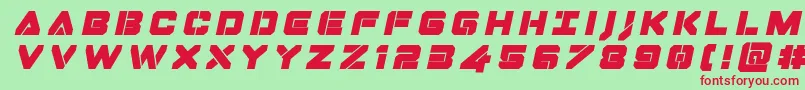 フォントDominojacktitleital – 赤い文字の緑の背景