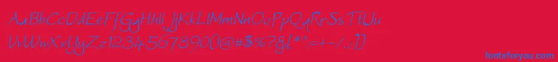 Шрифт Worstveld Sling Oblique – синие шрифты на красном фоне