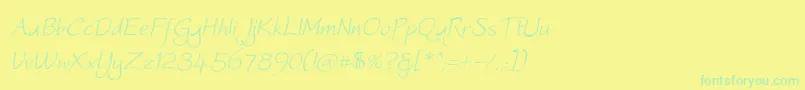 Fonte Worstveld Sling Oblique – fontes verdes em um fundo amarelo