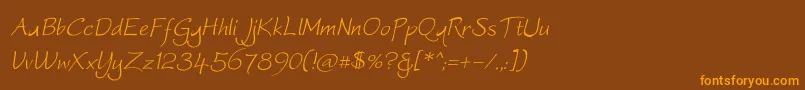フォントWorstveld Sling Oblique – オレンジ色の文字が茶色の背景にあります。