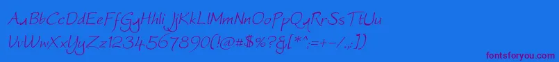 Worstveld Sling Oblique Font – Purple Fonts on Blue Background