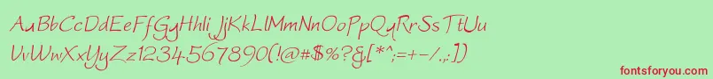 Шрифт Worstveld Sling Oblique – красные шрифты на зелёном фоне