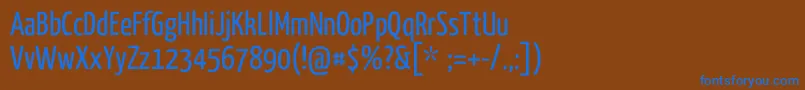 YanoneKaffeesatzRegular Font – Blue Fonts on Brown Background