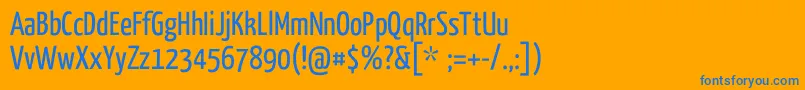 Lisätietoja YanoneKaffeesatzRegular-fontista YanoneKaffeesatzRegular-fontti – siniset fontit oranssilla taustalla