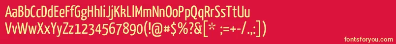 YanoneKaffeesatzRegular Font – Yellow Fonts on Red Background