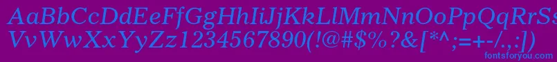 GazetteltstdItalic Font – Blue Fonts on Purple Background