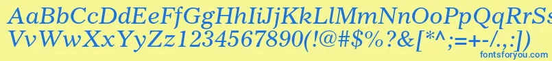GazetteltstdItalic Font – Blue Fonts on Yellow Background
