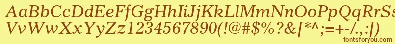 GazetteltstdItalic Font – Brown Fonts on Yellow Background