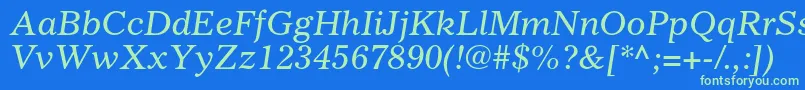 GazetteltstdItalic Font – Green Fonts on Blue Background