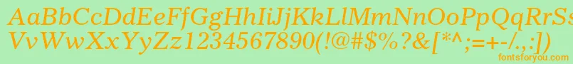 Шрифт GazetteltstdItalic – оранжевые шрифты на зелёном фоне