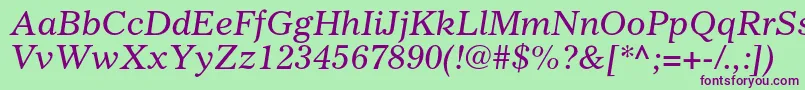 GazetteltstdItalic Font – Purple Fonts on Green Background