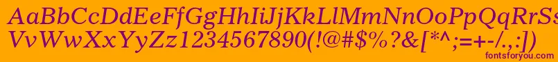 GazetteltstdItalic Font – Purple Fonts on Orange Background