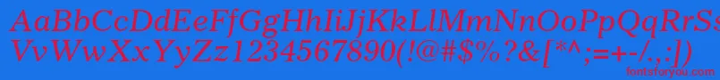 GazetteltstdItalic Font – Red Fonts on Blue Background