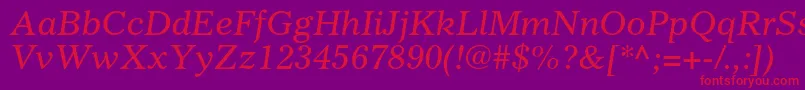 GazetteltstdItalic Font – Red Fonts on Purple Background