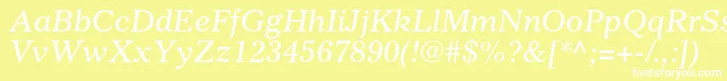 GazetteltstdItalic Font – White Fonts on Yellow Background