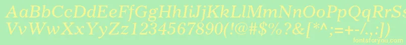 GazetteltstdItalic Font – Yellow Fonts on Green Background