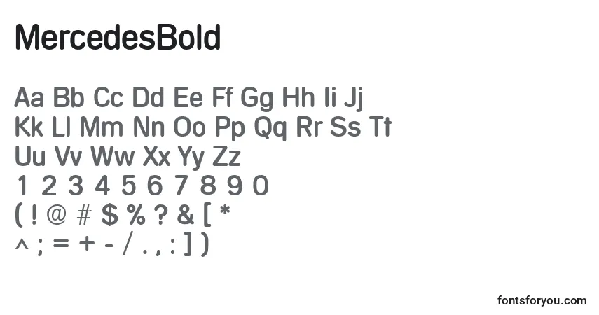 Czcionka MercedesBold – alfabet, cyfry, specjalne znaki