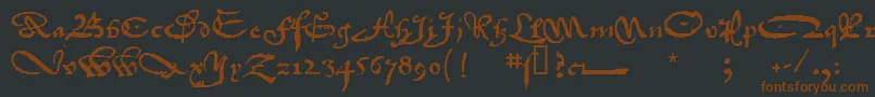 1742FrenchCivilite-Schriftart – Braune Schriften auf schwarzem Hintergrund