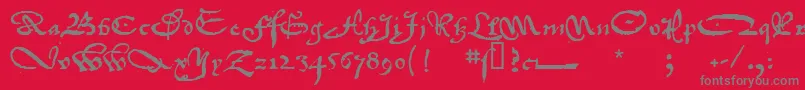 1742FrenchCivilite-Schriftart – Graue Schriften auf rotem Hintergrund