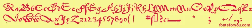 1742FrenchCivilite Font – Red Fonts on Yellow Background