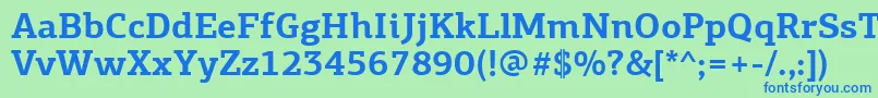 PfagoraslabproBold Font – Blue Fonts on Green Background