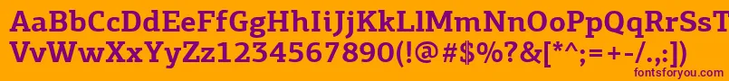 PfagoraslabproBold-Schriftart – Violette Schriften auf orangefarbenem Hintergrund