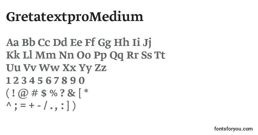 Шрифт GretatextproMedium – алфавит, цифры, специальные символы