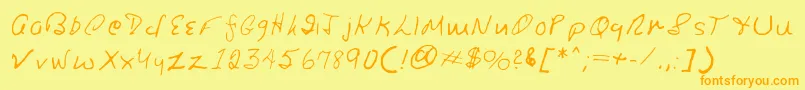 フォントRonsfont – オレンジの文字が黄色の背景にあります。