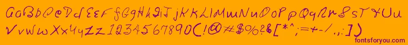 Ronsfont-Schriftart – Violette Schriften auf orangefarbenem Hintergrund