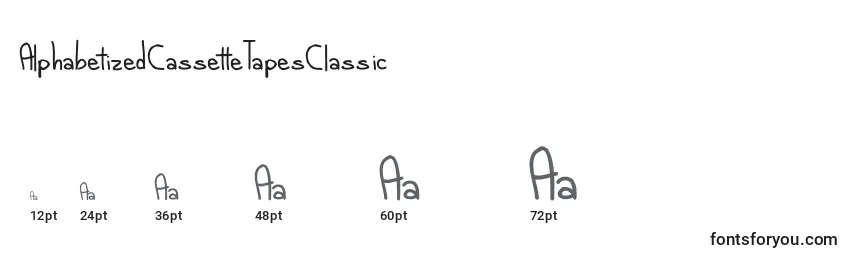 Größen der Schriftart AlphabetizedCassetteTapesClassic